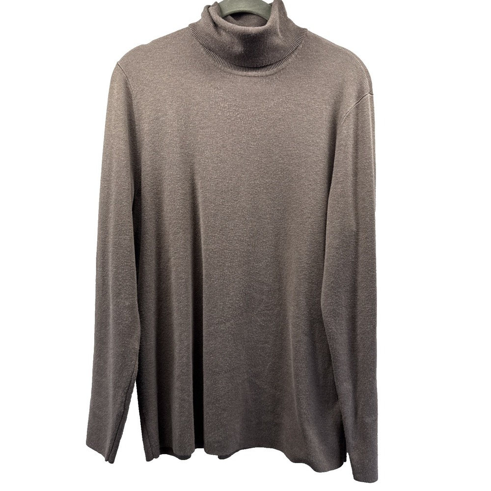 Chicos Womens Turtleneck Sweater Size XL 3 Brown Soft Pullover Long Sleeve